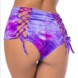RAVE WONDERLAND Lace Back High Waist Rave Bottoms